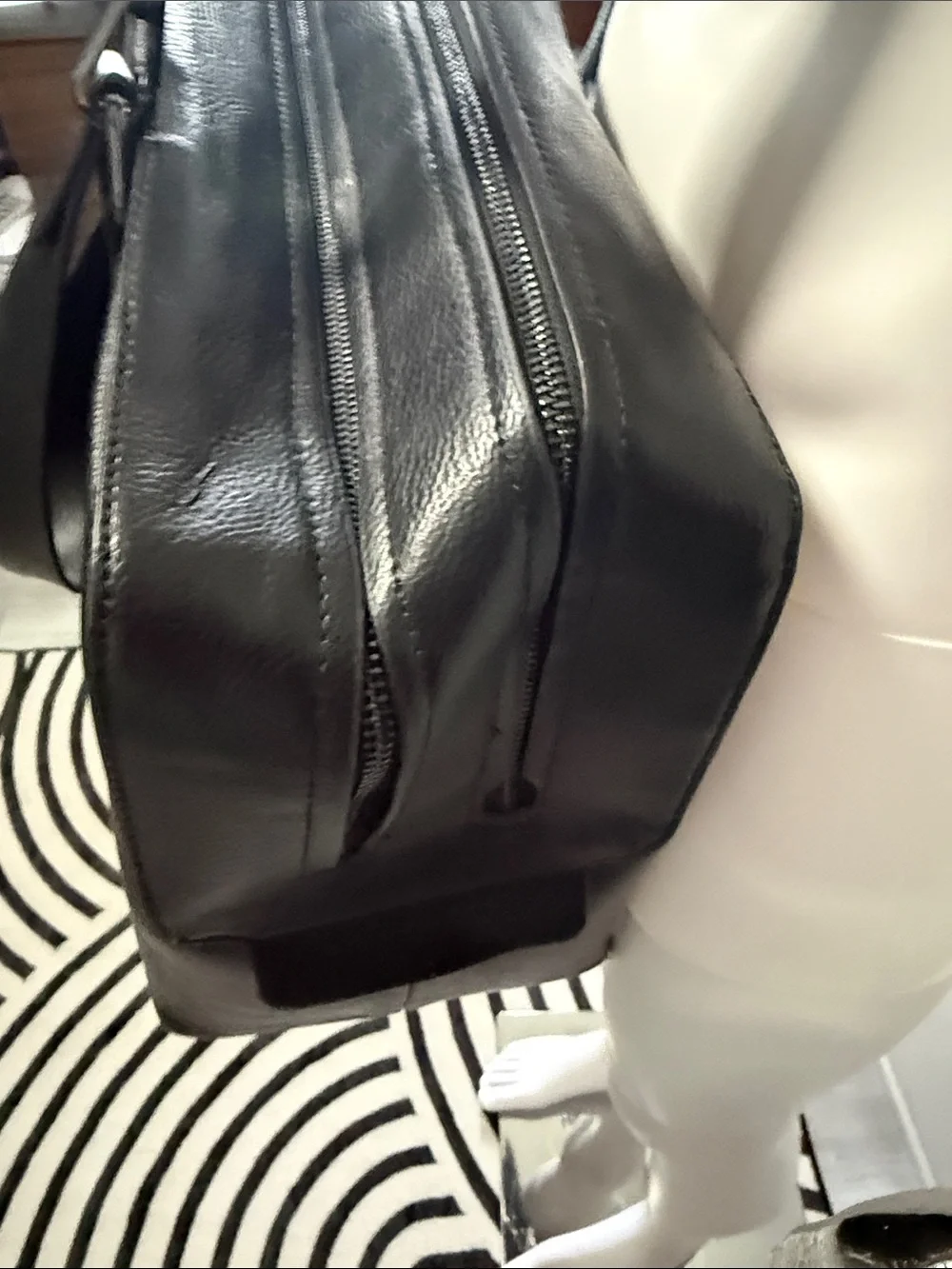 Zara Black Leather Duffel Bag with Removable Strap
